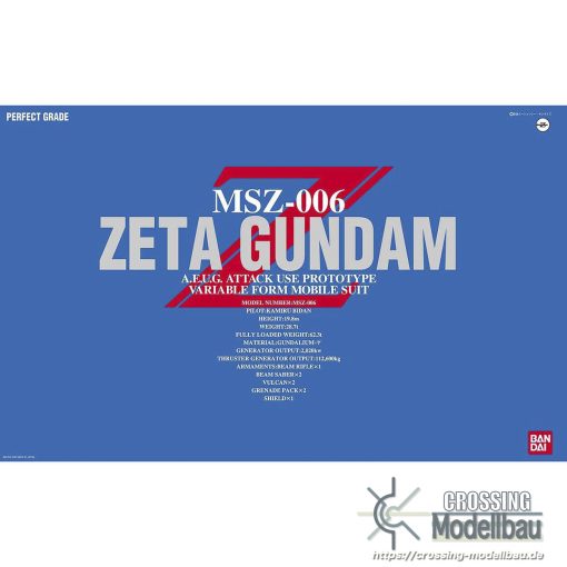BANDAI PG 1:60 Modell Kit "Mobile Suit Zeta Gundam" MSZ-006 Zeta Gundam