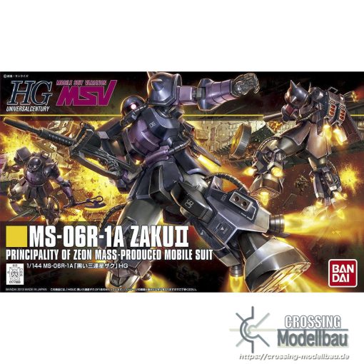 BANDAI HG 1/144 "Mobile Suit Gundam" MS-06R-1A Black Tri-Stars Zaku